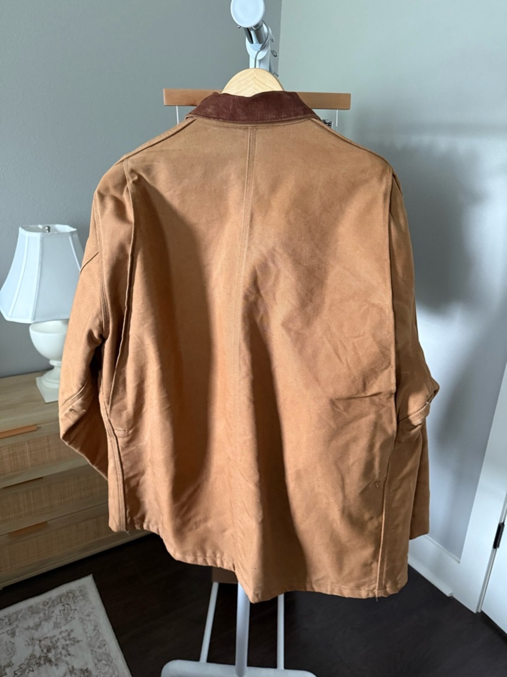 Vintage Carhartt Brown Barn Coat with Dark Brown Corduroy Collar Size 3/4XL - Picture 4 of 12